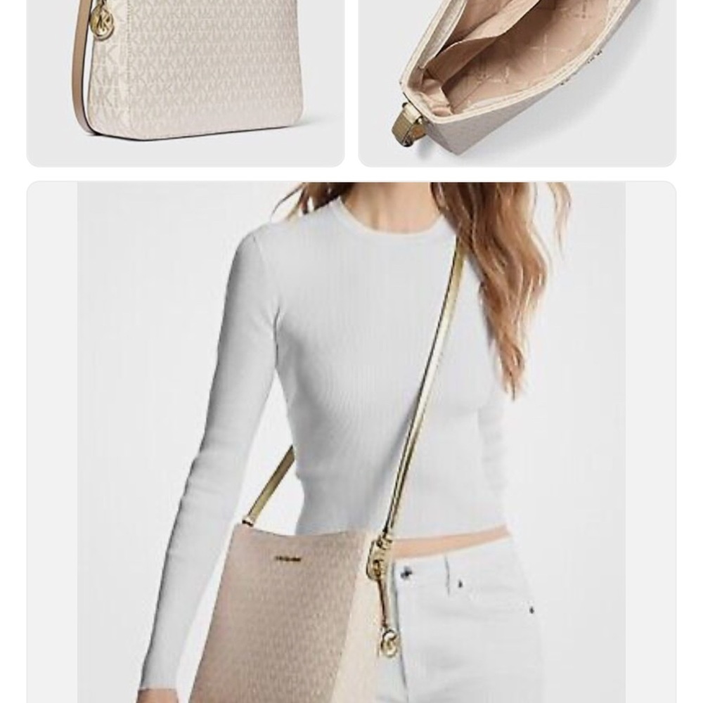 Michael Kors Cream Crossbody Bag with Gold Hardware